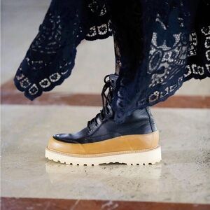 Diemme for Ulla Johnson Etna Black Combat Boots Size 39.5